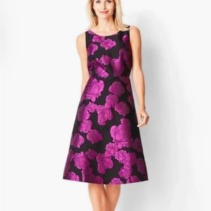 Rsvp by Talbots Black Purple Roses A-line Dress 14P